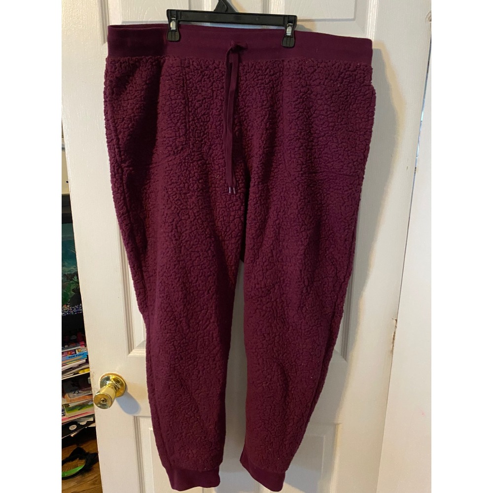 Secret Treasures Burgundy Sherpa Fleece Jogger Sleep Pants Womens 2X 18W-20W